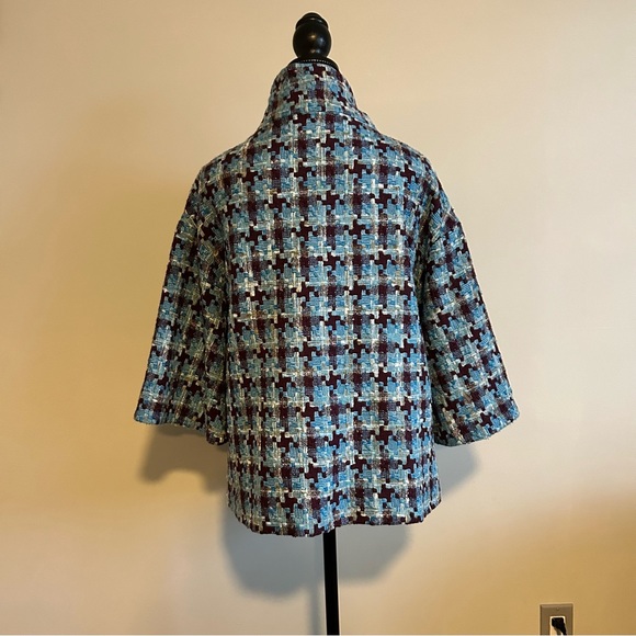 Vintage Tweed Textured  Blue & White Women’s Blazer Style Coat Medium Fit - Picture 10 of 10